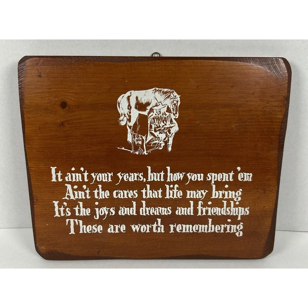VTG Wooden Cowboy Life Quote Hanging Wall Plaque Handmade Vic Durden Idaho